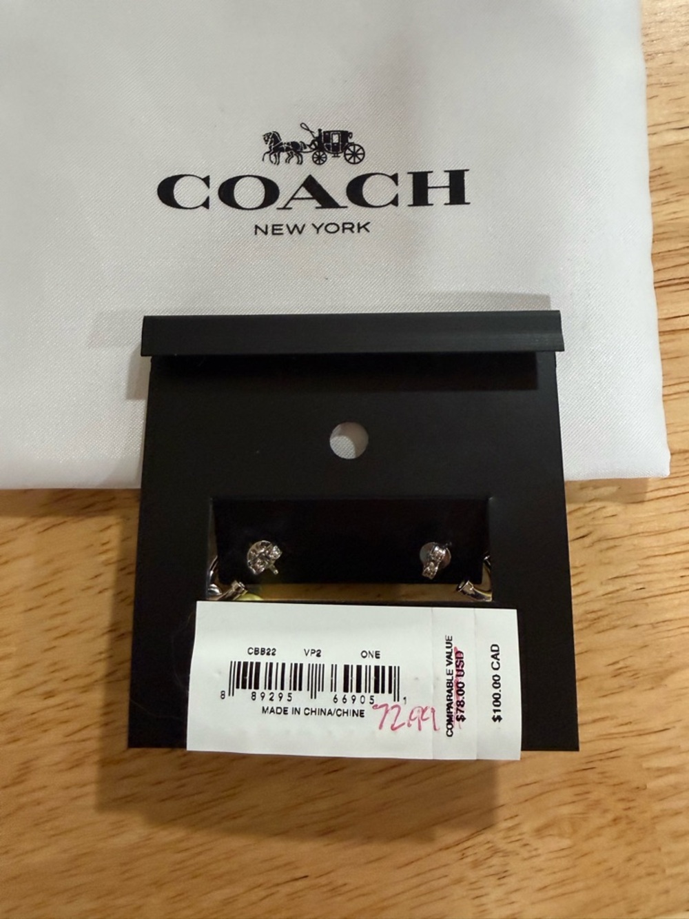 Coach Lemon Charm Hoop Earrings Gold Tone Fruit Dangle New with Dust Bag - Picture 3 of 3